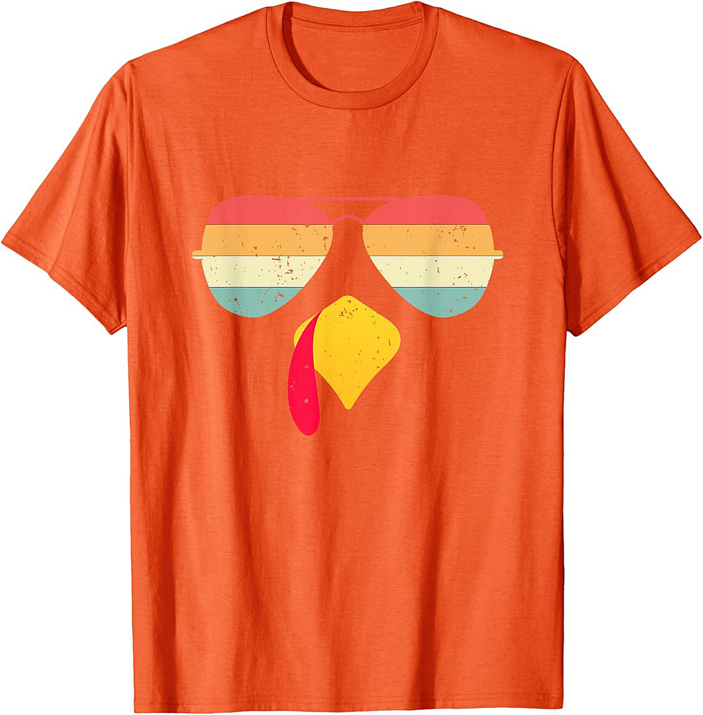 Cool Turkey Face With Sunglasses Funny Thanksgiving For Boys T-Shirt