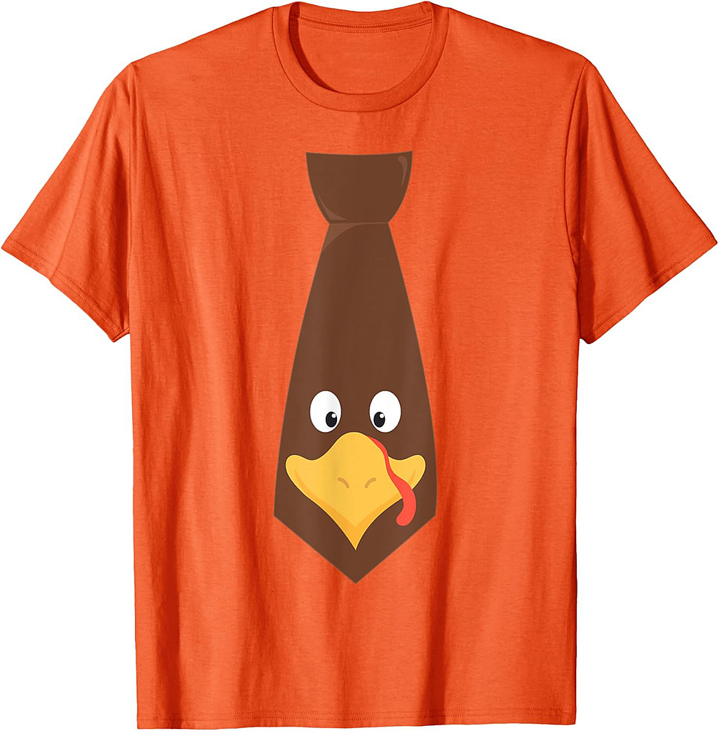 Turkey Face Tie Thanksgiving Toddler Boys Girls Fall Outfit T-Shirt