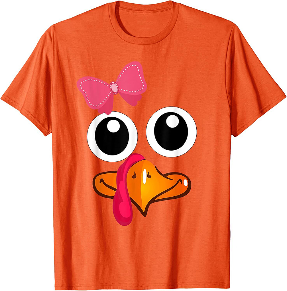 Thanksgiving Turkey Face Cute Girl T-Shirt