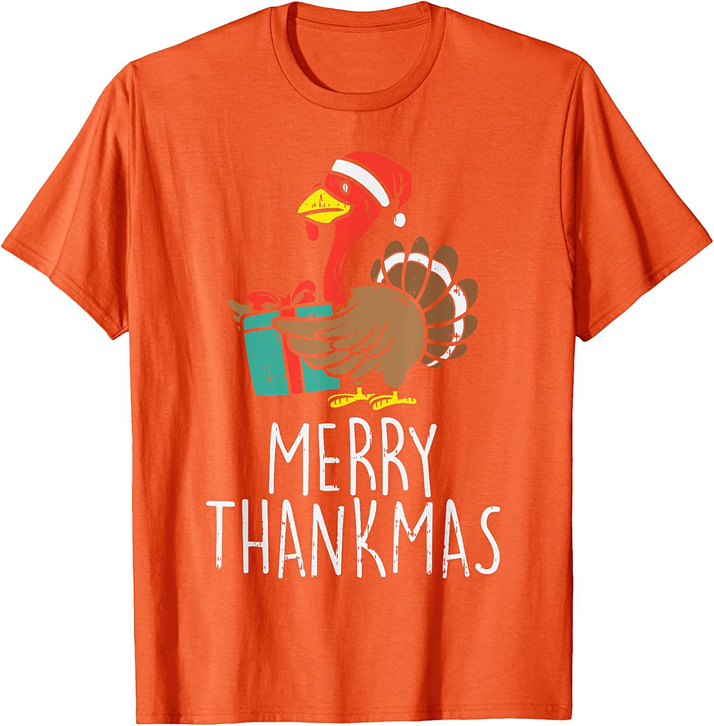 Merry Thankmas Santa Turkey Day Thanksgiving Christmas Gift T-Shirt