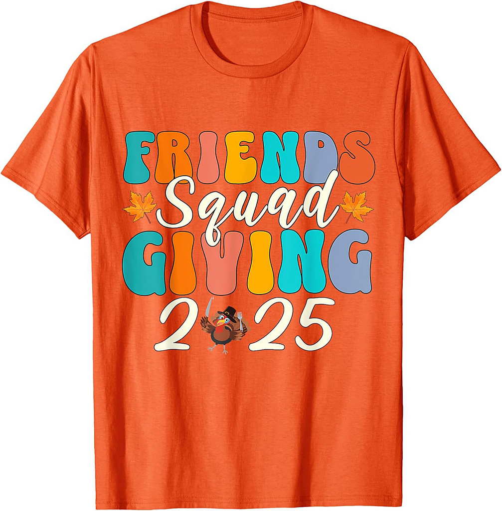 Retro Friendsgiving Squad 2025 Thanksgiving Group Fall T-Shirt
