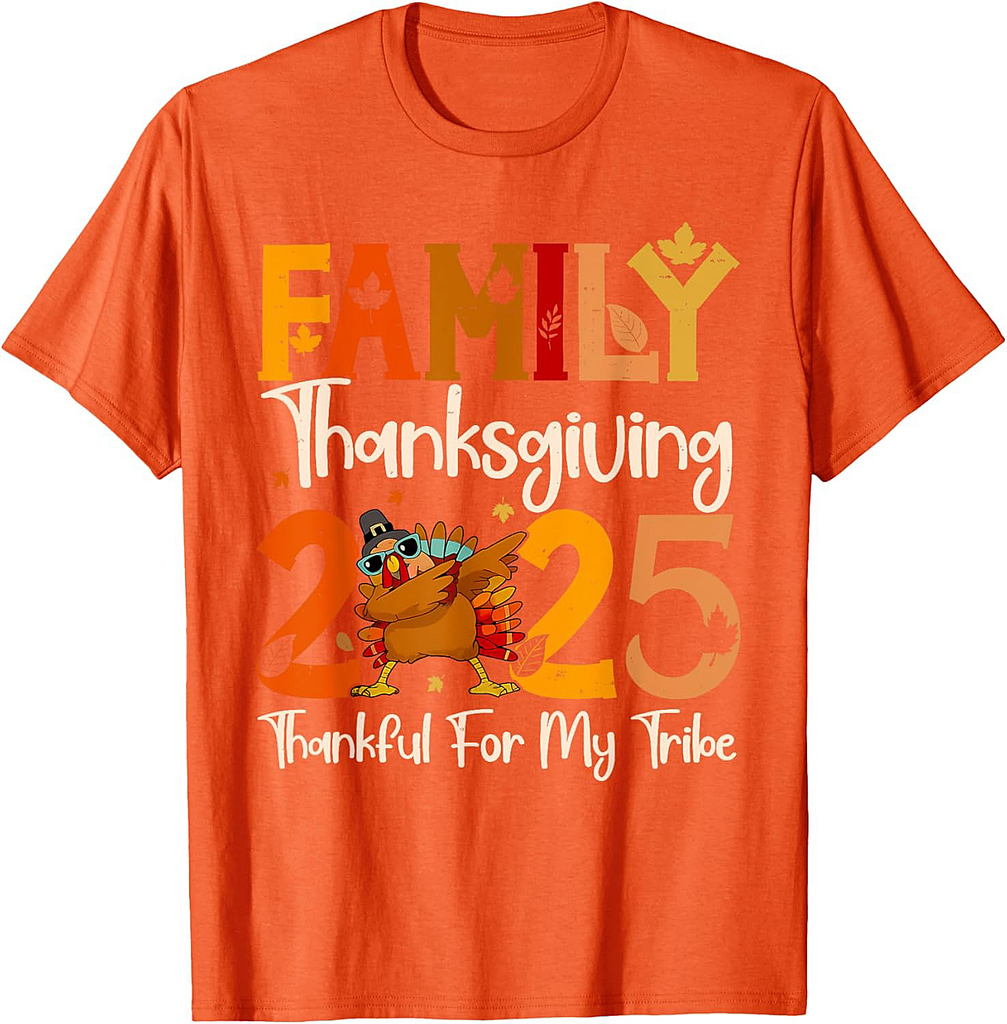Family Thanksgiving 2025 Crew Dabbing Turkey Group Matching T-Shirt