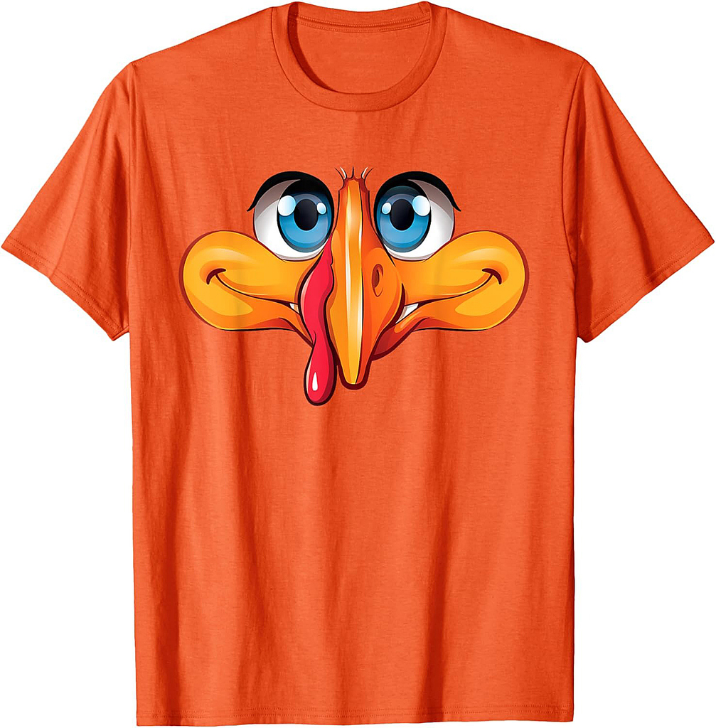 Turkey Face Funny Trot Turkey Thanksgiving Day T-Shirt