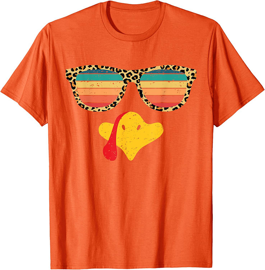 Cool Turkey Face With Sunglasses Funny Thanksgiving For Men T-Shirt
