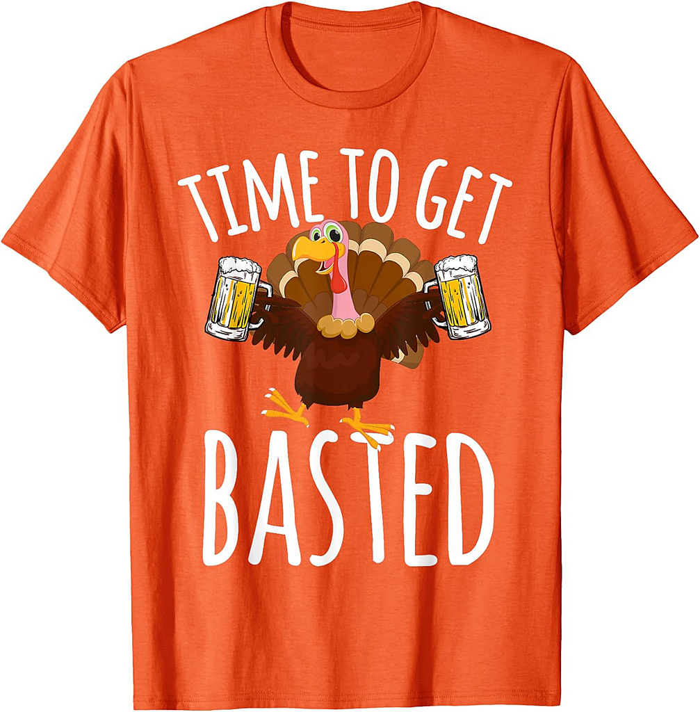 Time To Get Basted Funny Beer Thanksgiving Turkey Gift T-Shirt