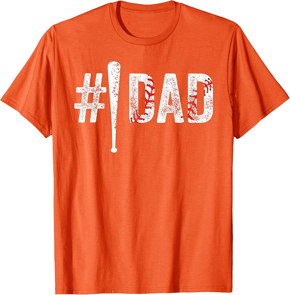Number One Baseball Dad for Fathers Day #1 Daddy Funny T-Shirt