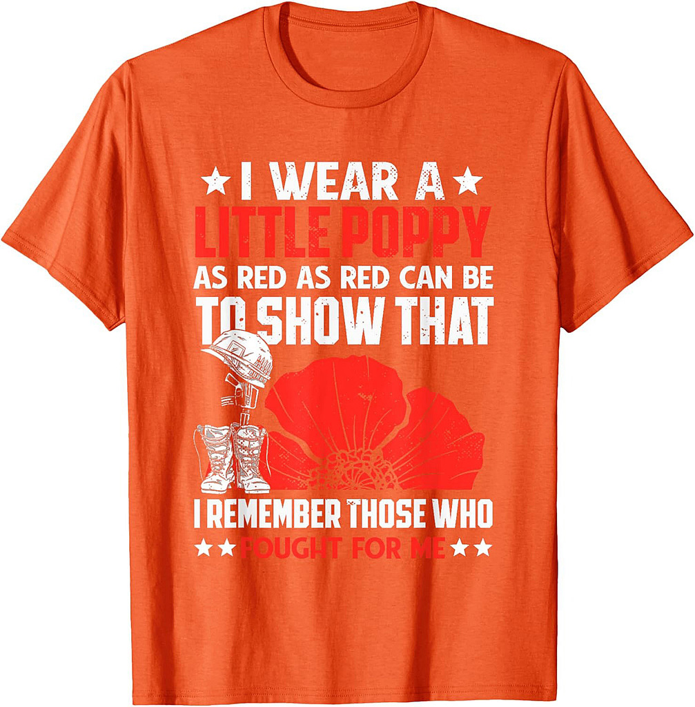 Veterans Day USA Memorial Lest We Forget Red Poppy Flower T-Shirt