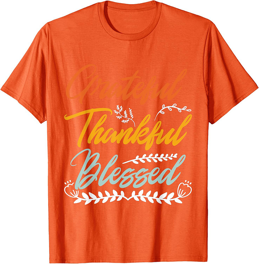Grateful Thankful Blessed Thanksgiving T-Shirt