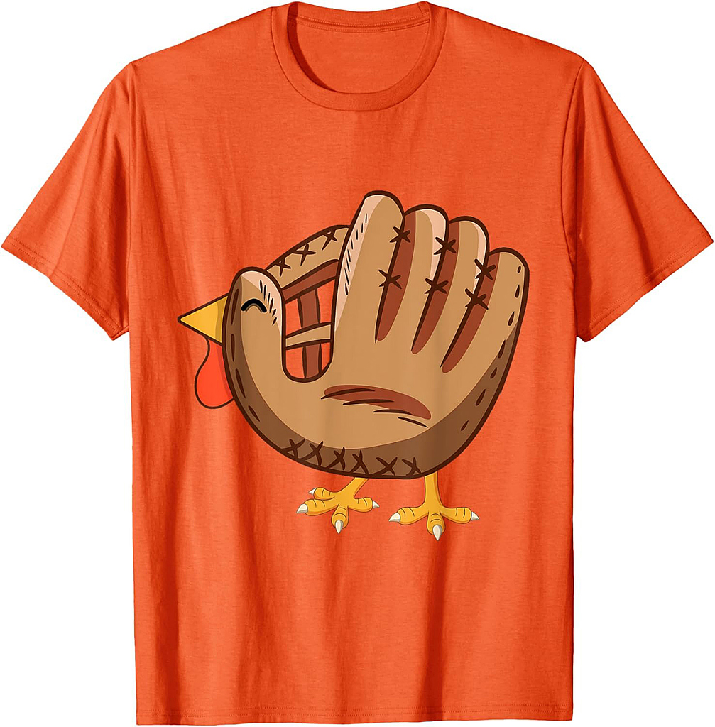Turkey Baseball Glove Vintage Cute Thanksgiving Day Boys Mom T-Shirt