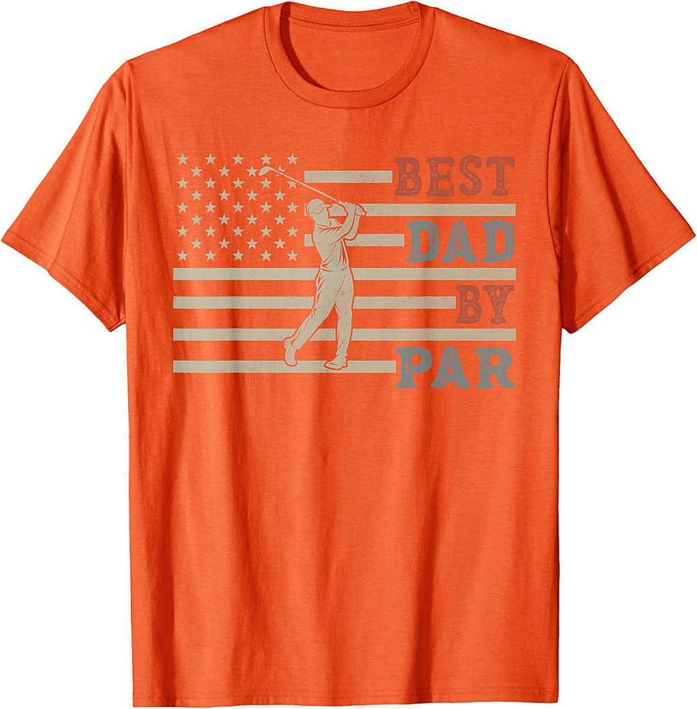 Funny Best Dad By Par Golf Father's Day USA Flag T-Shirt