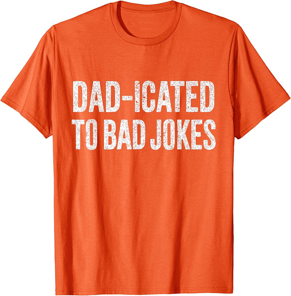 Funny Father's Day Dad Joke Dad-icated to Bad Jokes Mens T-Shirt