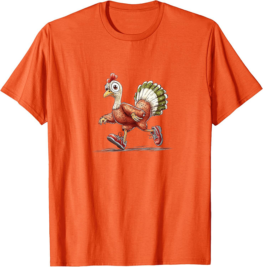 Thanksgiving Running Turkey Sneakers T-Shirt