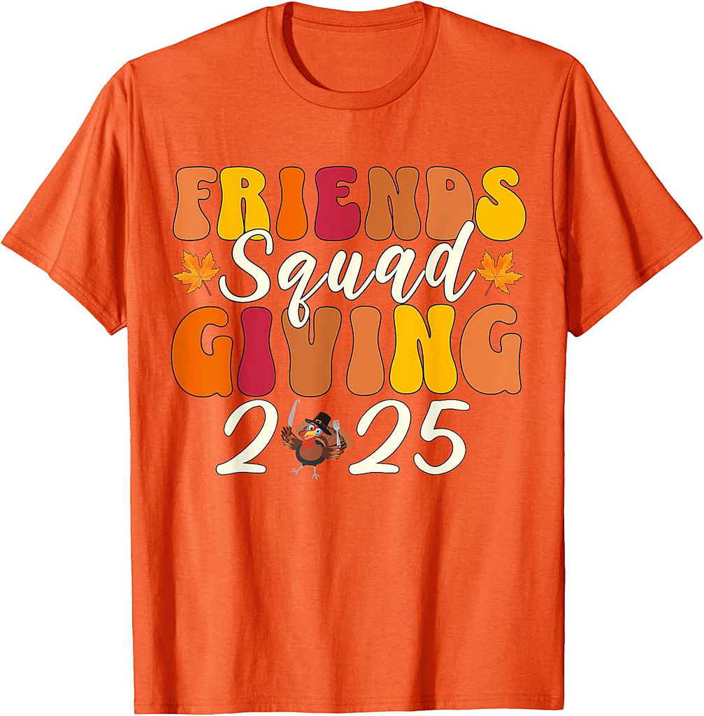 Retro Friendsgiving Squad 2025 Thanksgiving Group Fall T-Shirt
