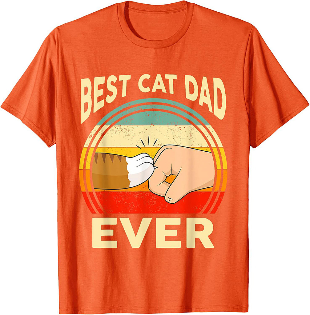 Retro Best Cat Dad Ever Gift For Men Dad Granpa T-Shirt