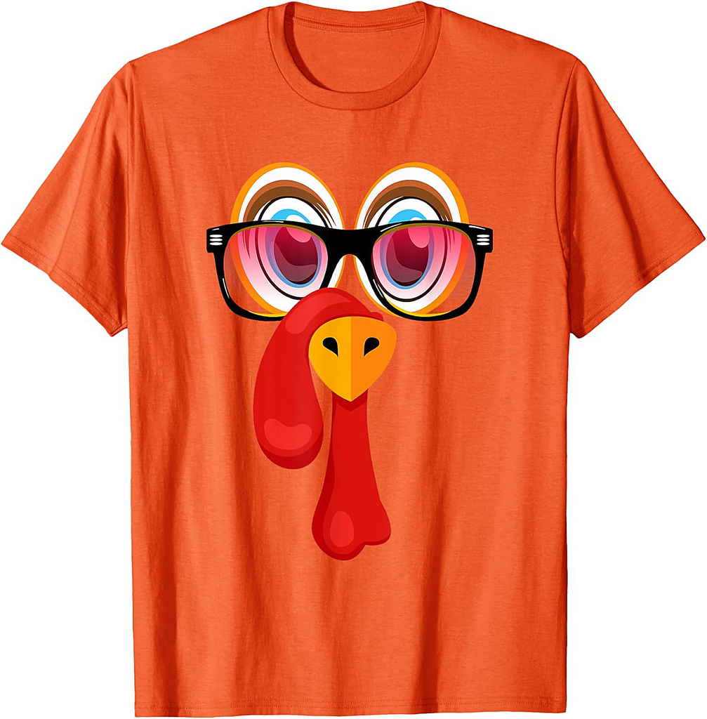 Tiny Turkey Face & Glasses Costume For Thanksgiving Day T-Shirt