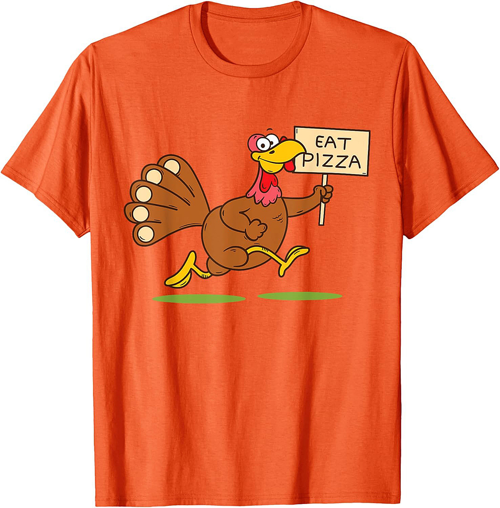 Turkey Eat Pizza Men Vegan Funny Thanksgiving Family T-Shirt