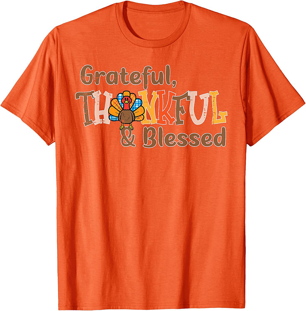 Turkey Grateful Thankful Blessed Thanksgiving Men Women T-Shirt