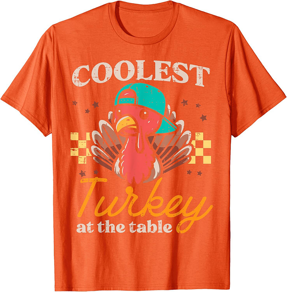 Thanksgiving Coolest Turkey At Table Boys Toddler Youth T-Shirt