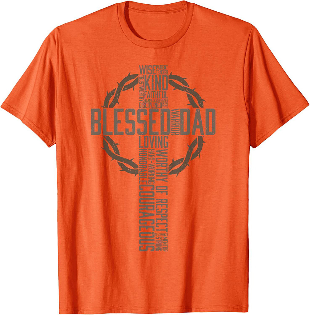 Father's Day Gift for Dad Husband Blessed Dad Christian T-Shirt