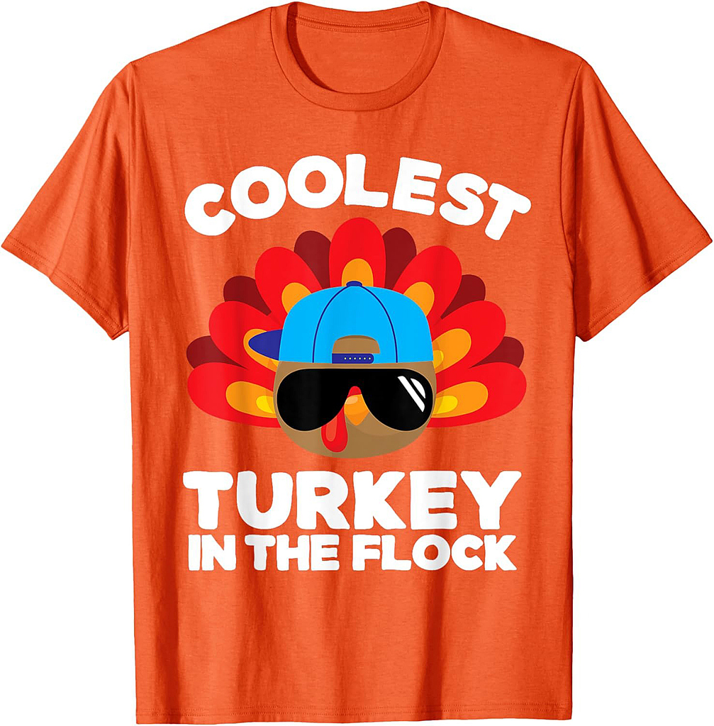 Boys Thanksgiving Shirt For Toddlers Coolest Turkey T-Shirt