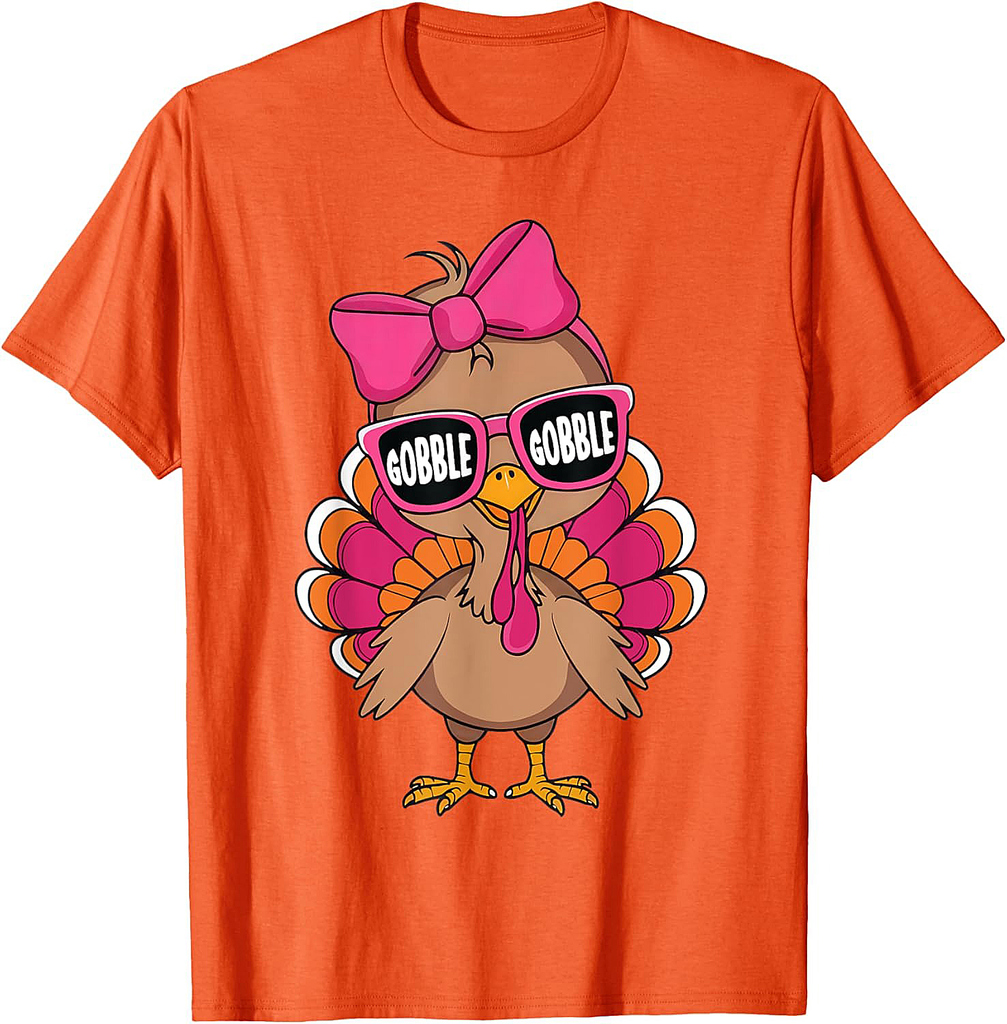 Gobble Turkey Day Happy Thanksgiving Toddlers Girls T-Shirt