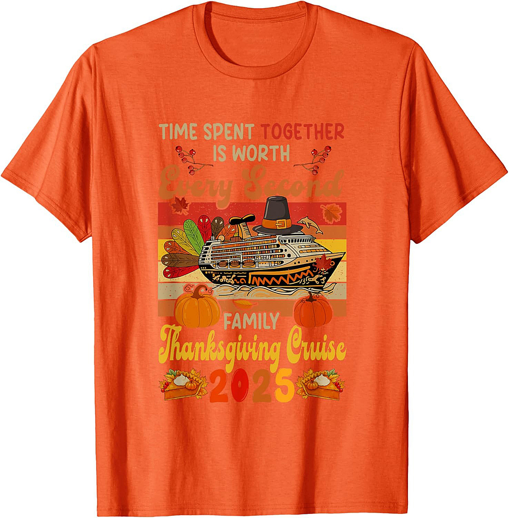 Vintage Retro Family Thanksgiving Funny Cruise 2025 Together T-Shirt