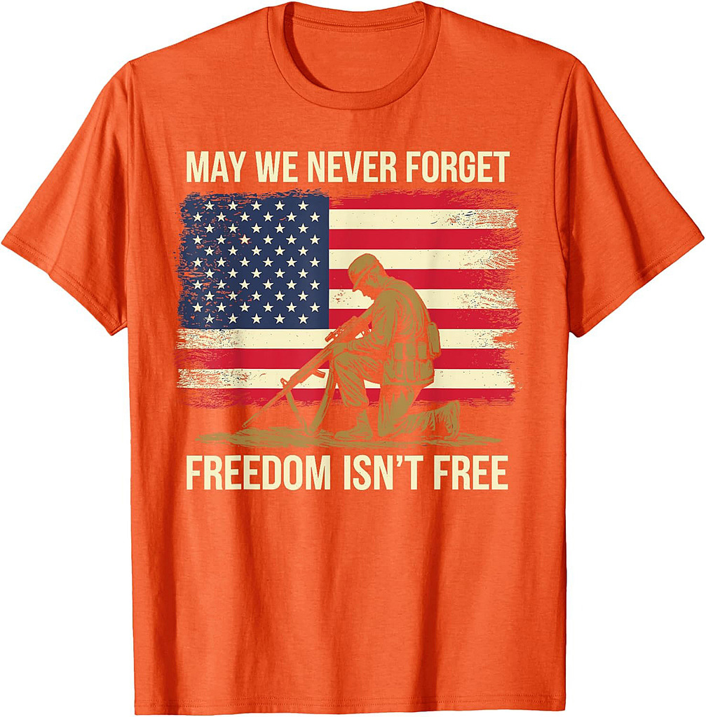 Never Forget Freedom Isn't Free Veteran Memorial Day Graphic T-Shirt