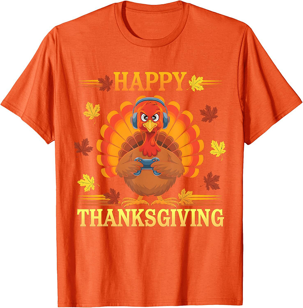 Happy Thanksgiving Funny Turkey Dinner Gamer Thanksgiving T-Shirt