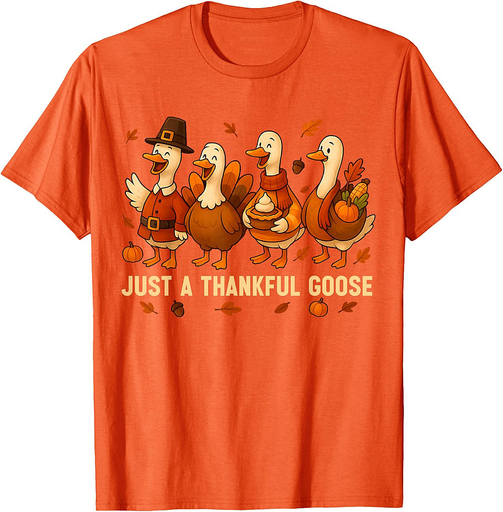 Thanksgiving Thankful Goose Autumn Fall Silly Goose Thanksgiving T-Shirt