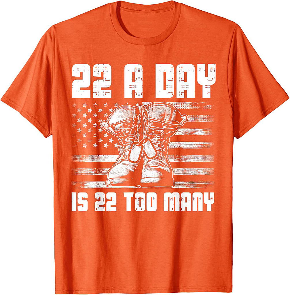 22 A Day Is 22 Too Many Veteran Lives Matter USA Flag T-Shirt