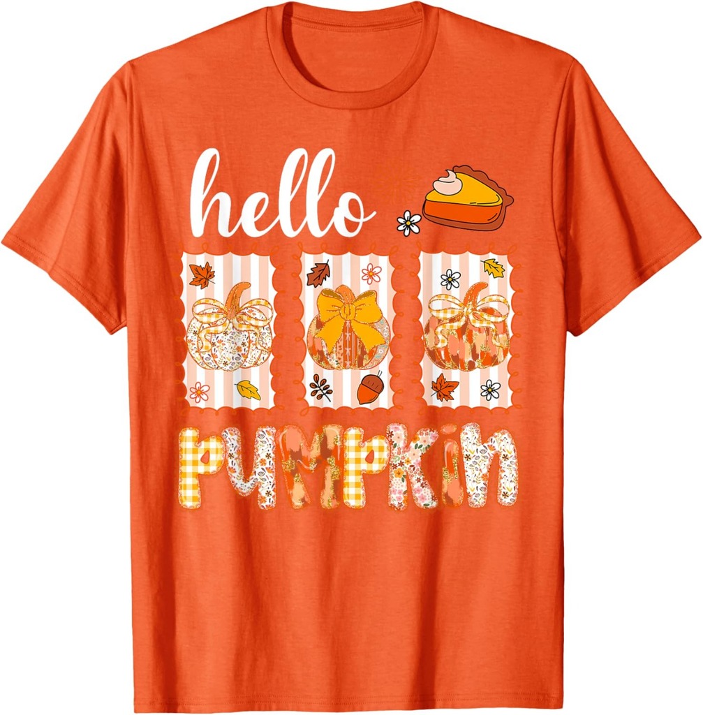 Hello Fall Pumpkin Bow Coquette Tis The Season Thanksgiving T-Shirt