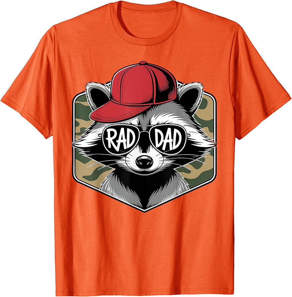 Vintage Rad Camo Dad Daddy Funny Raccoon Happy Father's Day T-Shirt