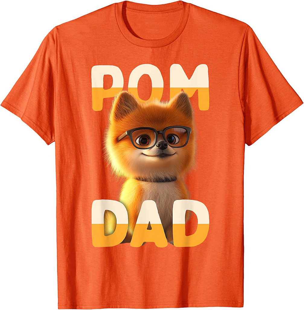 Pom Dad Pomeranian Daddy Spitz Papa Fathers Day Cute Pom T-Shirt