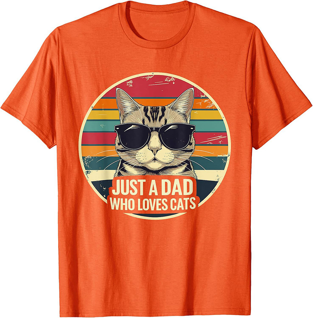 Just A Dad Who Loves Cats Funny Father's Day Cat Dad T-Shirt