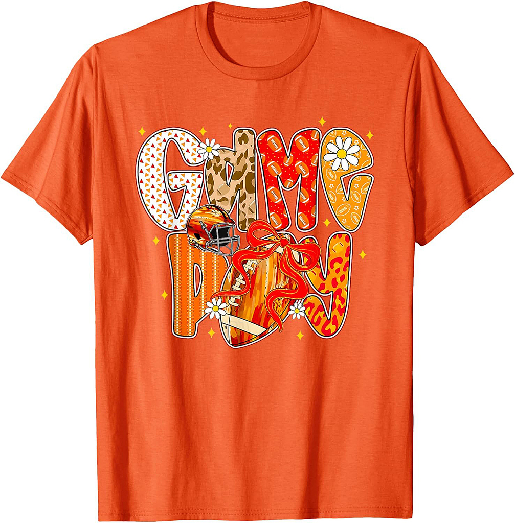 Coquette Bow Football Fall Game Day Vibes Thanksgiving T-Shirt