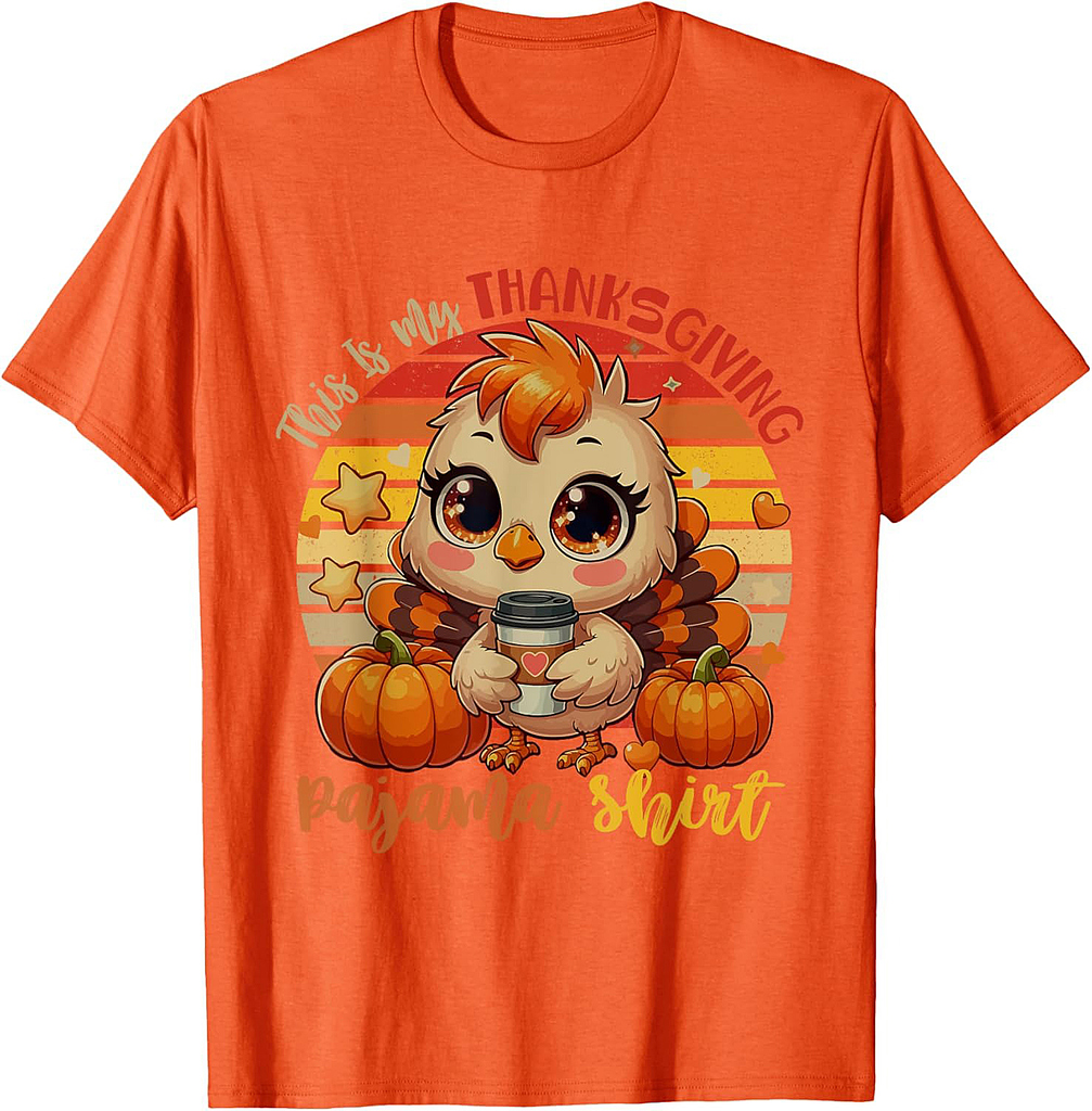 My Thanksgiving Pajama Shirt Autumn Turkey Drinking Coffee T-Shirt