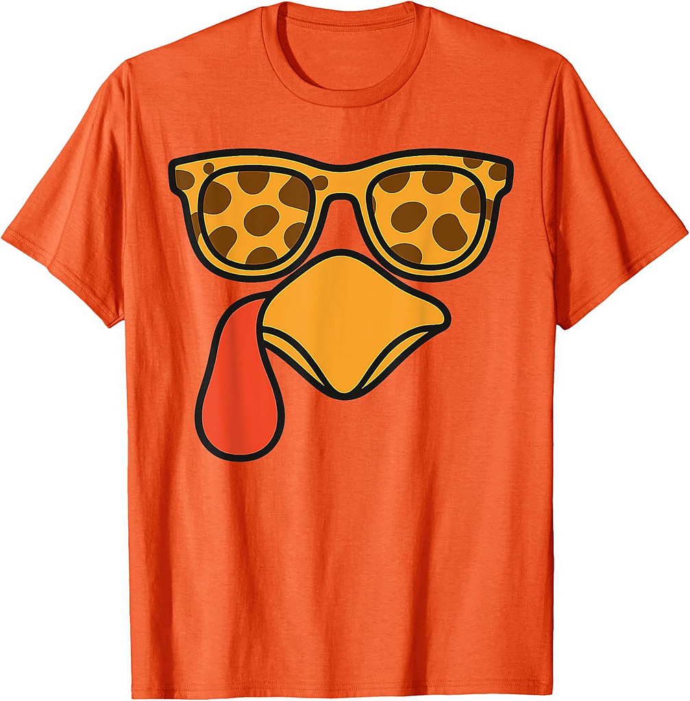 Funny Turkey Face Sunglasses Thanksgiving T-Shirt