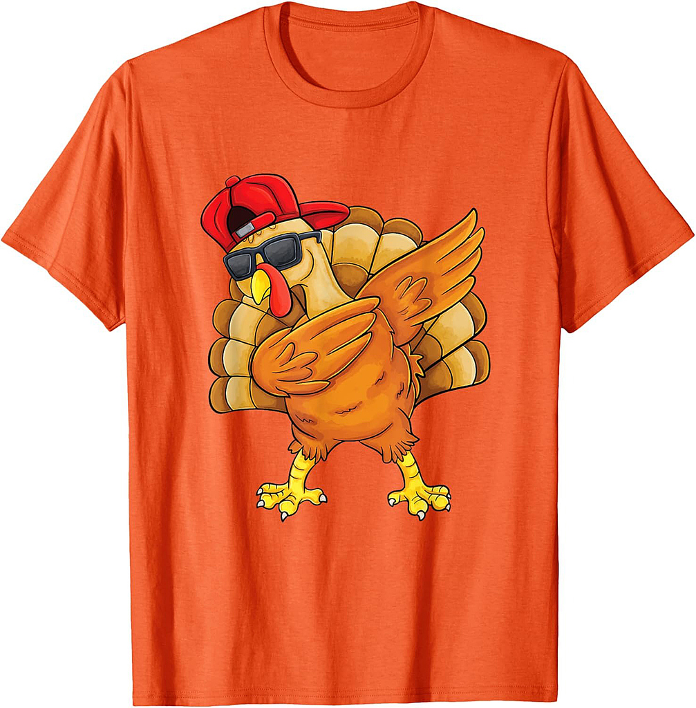 Dabbing Turkey Funny Thanksgiving Boys Men Turkey Day T-Shirt