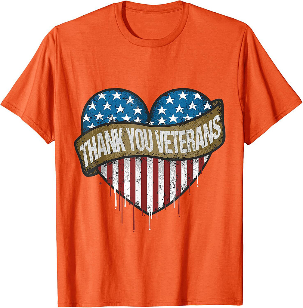 Thank You Veterans Day American Flag Heart Military Army T-Shirt