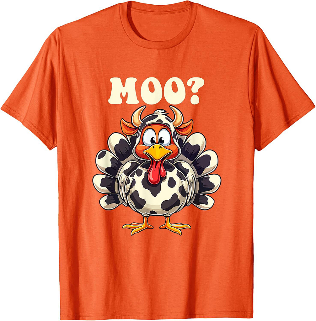Turkey Moo Funny Thanksgiving Men Women T-Shirt