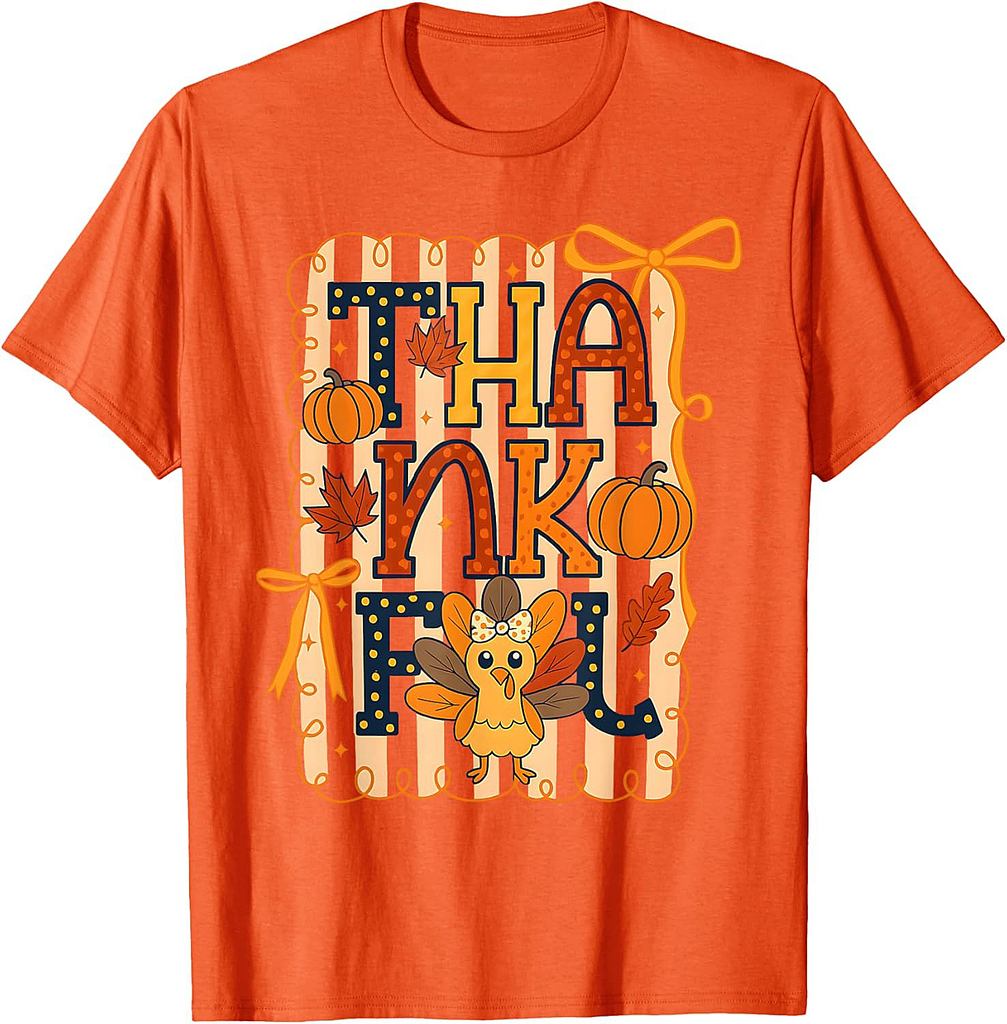 Preppy Fall Thankful Cute Fall Pumpkin Thanksgiving Day 2025 T-Shirt