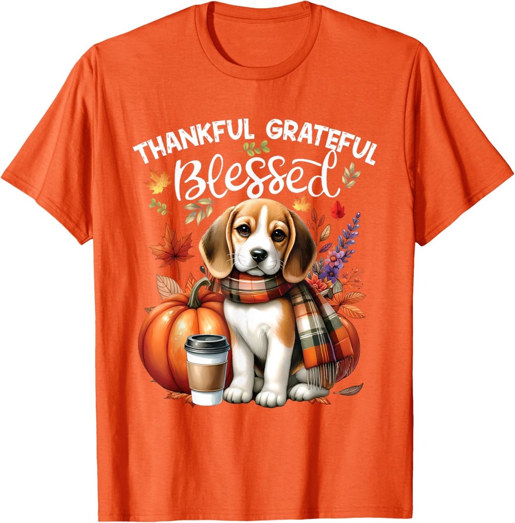 Thankful Grateful Blessed Beagle Dog Happy Fall Y'all Autumn T-Shirt