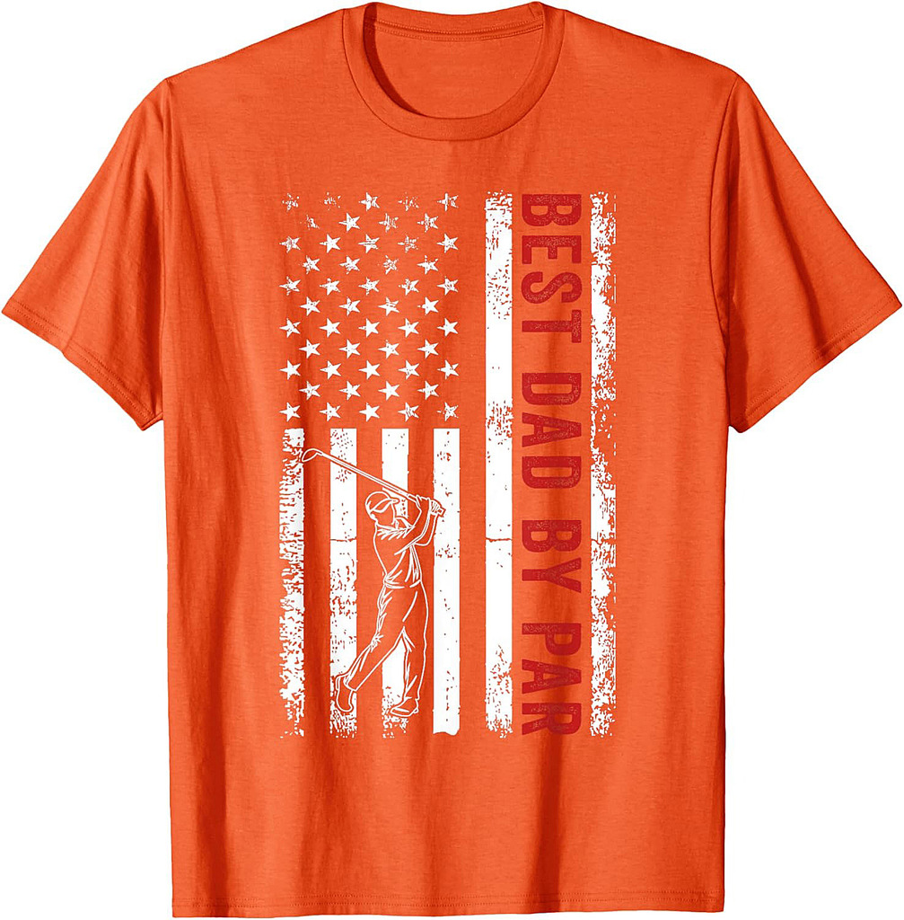 Funny Best Dad By Par Golf Father's Day USA Flag T-Shirt