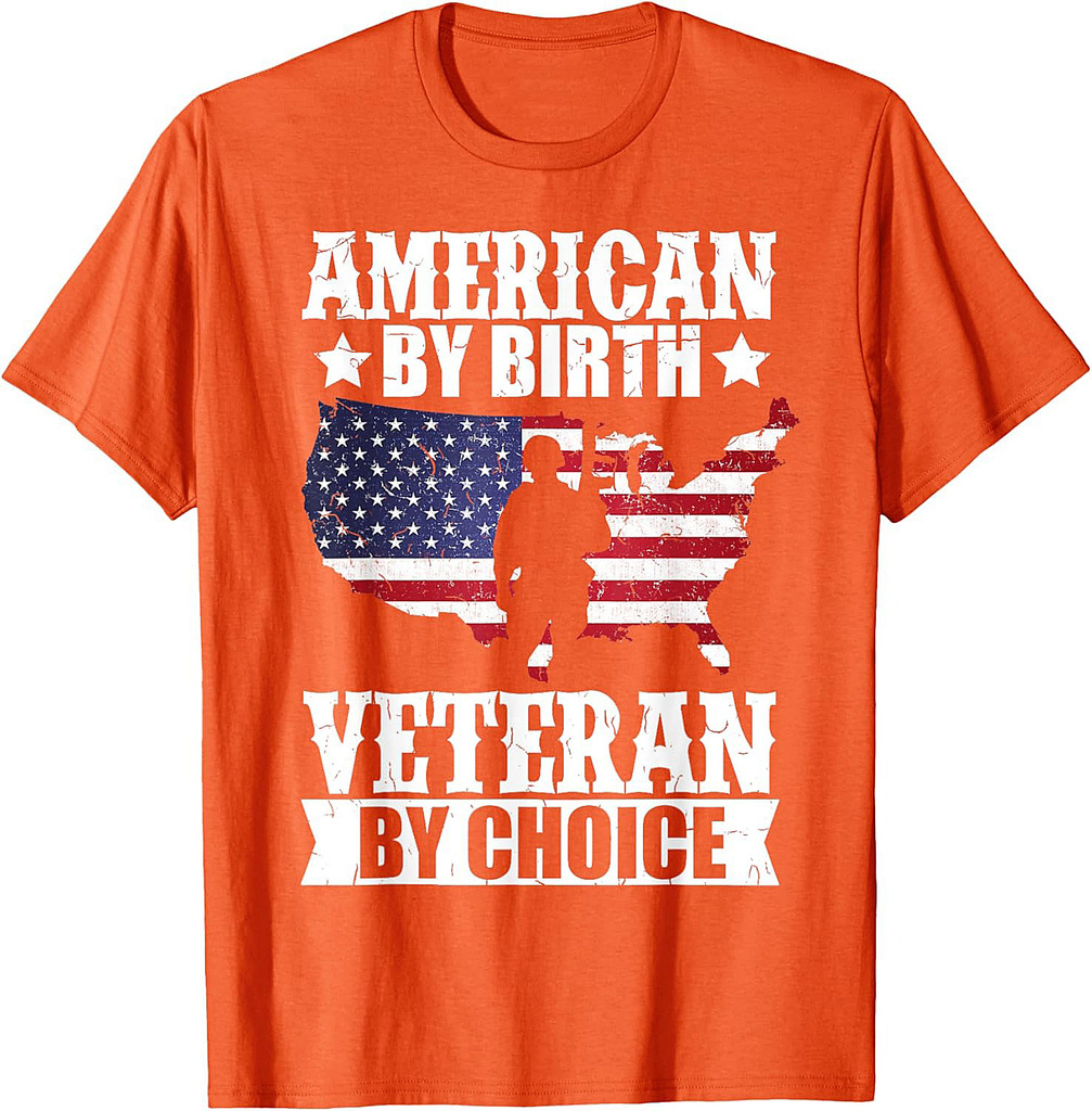 American By Birth Veteran By Choice US Flag Veterans Day T-Shirt
