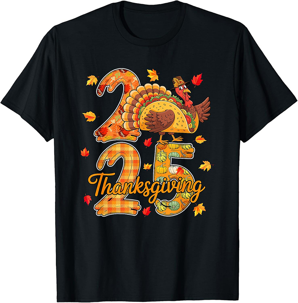 Thanksgiving 2025 Cute Turkey As Taco Food Lover Autumn T-Shirt