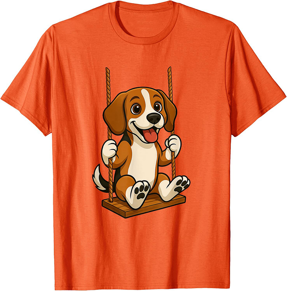 Cute Cartoon Beagle on a Swing T-Shirt