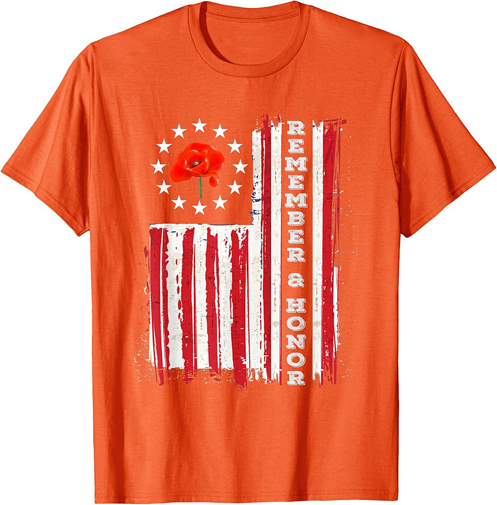 Veterans Day 2025 USA Memorial Day Red Poppy Flower T-Shirt