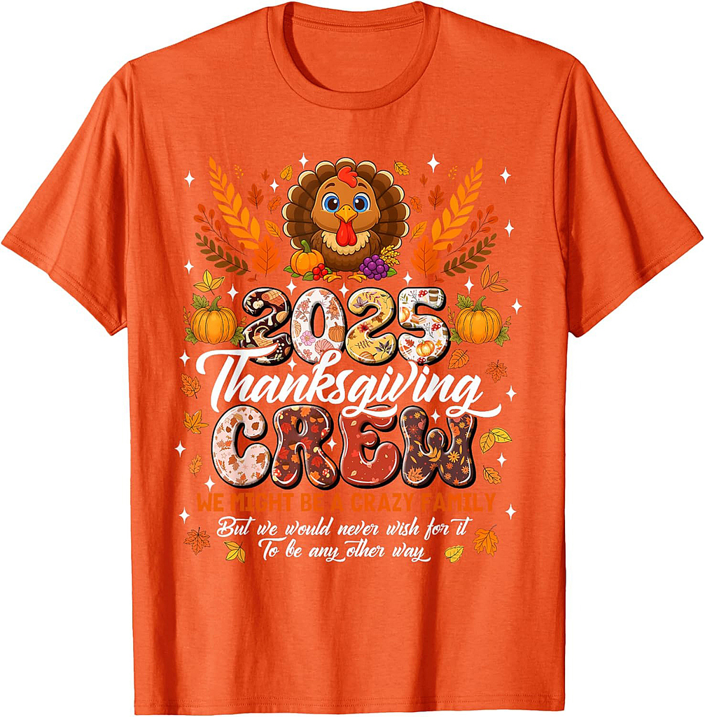 Family Thanksgiving 2025 Thanksgiving Crew Turkey Matching T-Shirt