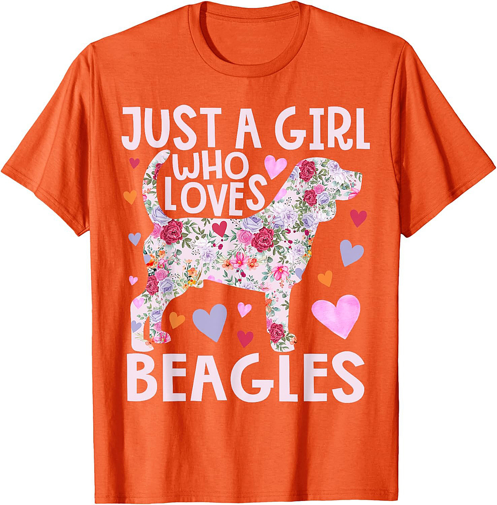 Beagle Just A Girl Who Loves Beagles Dog Flower Floral T-Shirt
