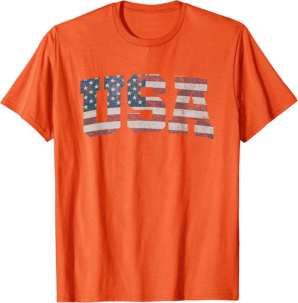USA US Flag Patriotic 4th of July America Women Girls Men T-Shirt